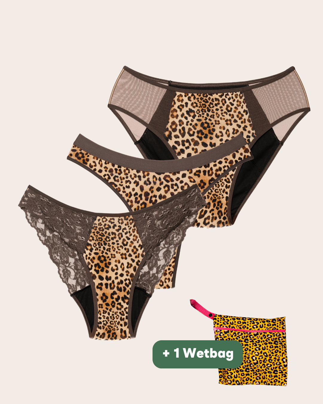 3er Set: Period Panty Leo + gratis Wetbag