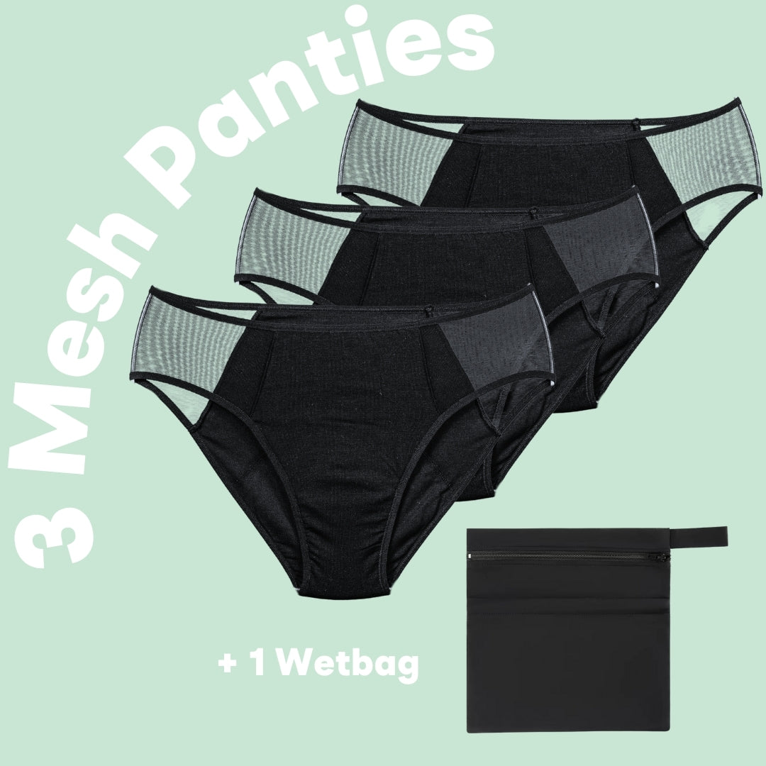 3er Set: Period Panty Mesh + Wetbag gratis