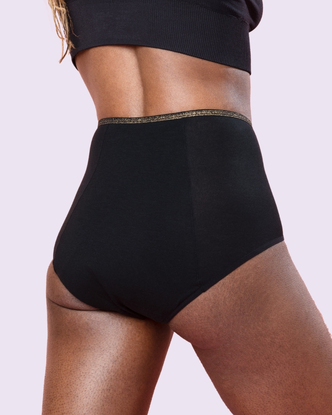 Culotte menstruelle – Taille haute avec bord doré (fort flux)