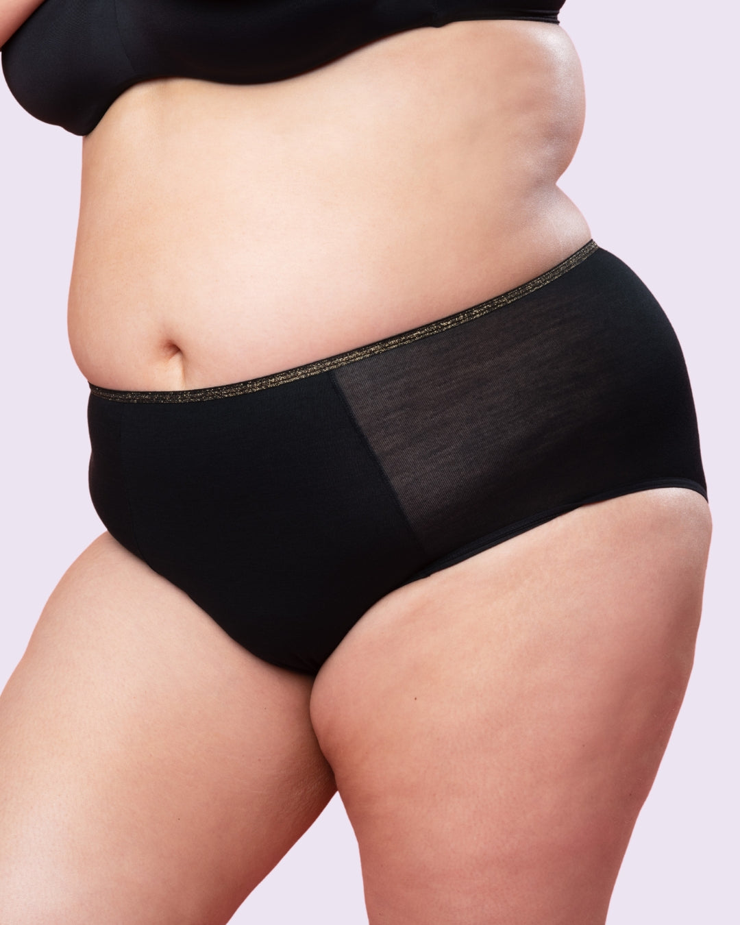 Culotte menstruelle – Taille haute avec bord doré (fort flux)